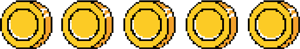 Pixel-style five gold star rating graphic