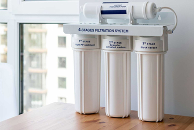 Water filtration unit in home