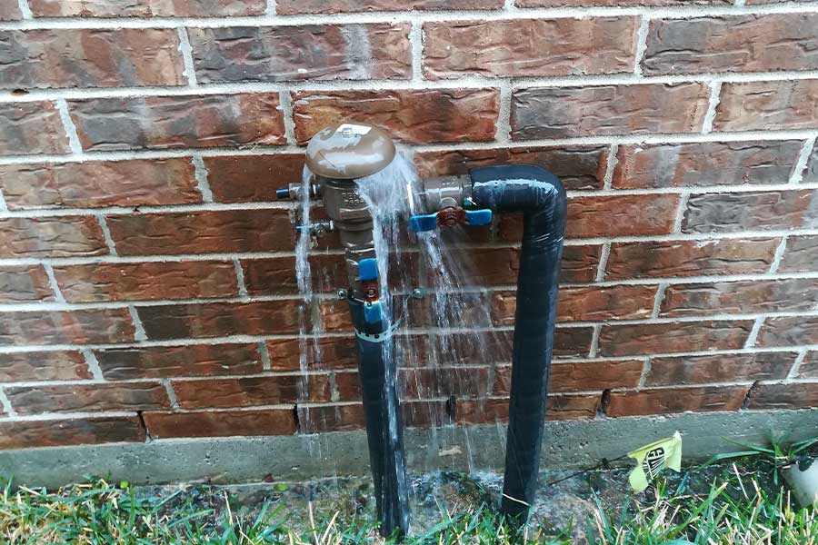 Backflow repair in progress